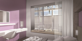 Hotelzimmer mit Aussicht auf die Halle 37