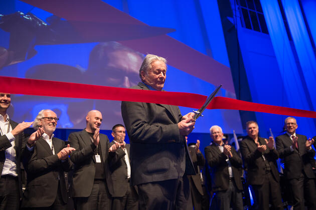 Hans Werner Wenger bei der Eröffnung der neuen Hallen im Trafo Baden
